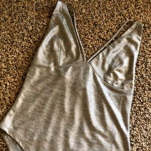 Metallic Bodysuit with Front Detail and Cross Back